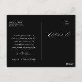 Elegantes Black Script Wedding Foto Danke Black Postkarte (Rückseite)
