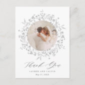 Elegantes Black Script Wedding Foto Vielen Dank Postkarte (Vorderseite)