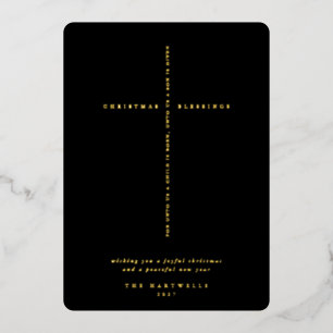 Elegantes Black Scripture Cross Folien Feiertagskarte