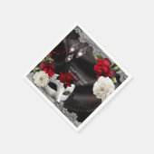 Elegantes Black Silk Floral & Lace Masquerade Part Serviette (Ecke)