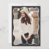 Elegantes Black & Silver Disco Ball Foto Geburtsta Einladung (Rückseite)