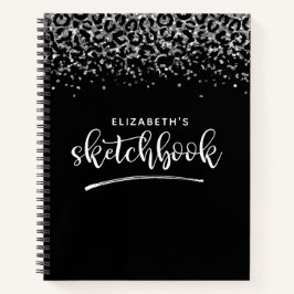 Elegantes Black Silver Glitzer Artist Sketchbook Notizblock