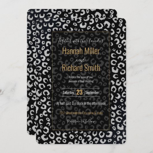 Elegantes Black Silver Glitzer Leopard Muster (Vorne/Hinten)