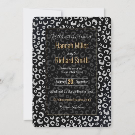 Elegantes Black Silver Glitzer Leopard Muster (Vorderseite)