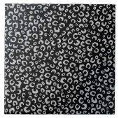 Elegantes Black Silver Glitzer Leopard Muster Fliese (Vorderseite)