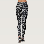 Elegantes Black Silver Glitzer Leopard Muster Leggings (Rückseite)