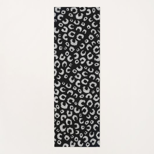 Elegantes Black Silver Glitzer Leopard Muster Yogamatte (Vorderseite)