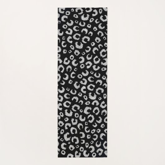 Elegantes Black Silver Glitzer Leopard Muster Yogamatte (Rückseite)