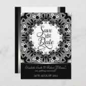 Elegantes Black Silver Tribal Lace Save the Date Ankündigungspostkarte (Vorne/Hinten)