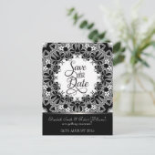 Elegantes Black Silver Tribal Lace Save the Date Ankündigungspostkarte (Stehend Vorderseite)