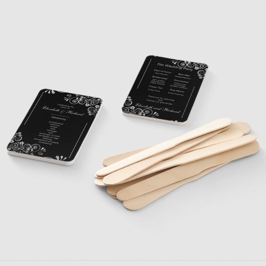 Elegantes Black Silver Wedding Zeremony Program Fächer (Non-assembled)