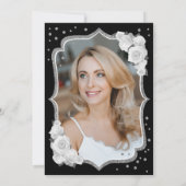 Elegantes Black Silver White Foto 50. Geburtstag Einladung (Rückseite)