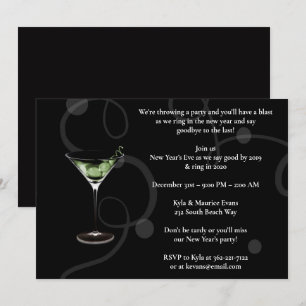 Elegantes Black Silvester Party Einladung