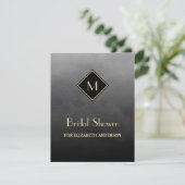 Elegantes Black Simple Gold Monogram Brautparty Einladung (Stehend Vorderseite)