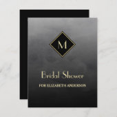 Elegantes Black Simple Gold Monogram Brautparty Einladung (Vorne/Hinten)