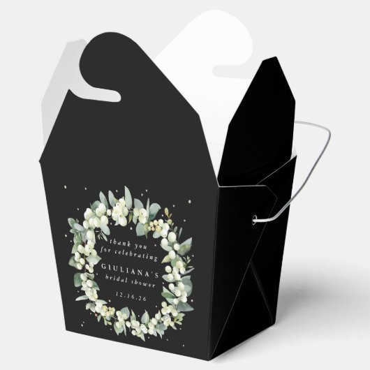 Elegantes Black Snowberry+Eukalyptus Brautparty Geschenkschachtel (Geöffnet)