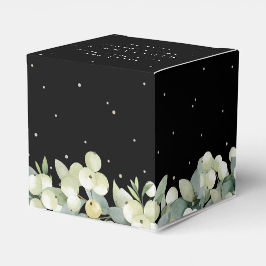 Elegantes Black Snowberry+Eukalyptus Brautparty Geschenkschachtel (Rückseite)