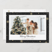 Elegantes Black Snowflake Foto Frohe Weihnachten (Vorne/Hinten)
