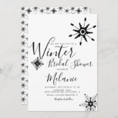 Elegantes Black Snowflake Weihnachts-Brautparty Einladung (Vorne/Hinten)