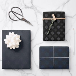 Elegantes Black Snowflake Weihnachtsgeschenk Geschenkpapier Set