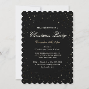 Elegantes Black Starry Christmas Party Einladung