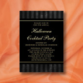 Elegantes Black Stripe Halloween Cocktail Party Go Folieneinladung