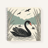 Elegantes Black Swan-Notebook Notizblock (Vorderseite)