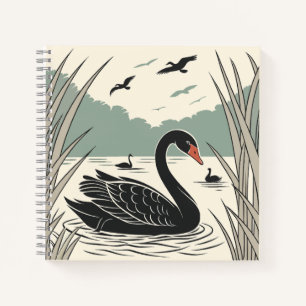 Elegantes Black Swan-Notebook Notizblock