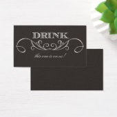 Elegantes Black Swirl Wedding Drink Ticket (Schreibtisch)