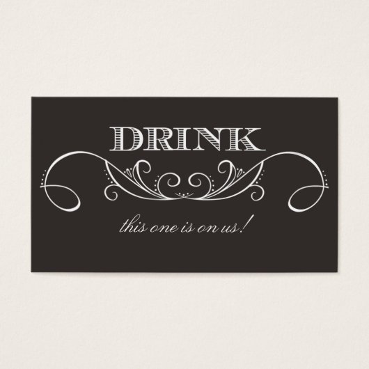 Elegantes Black Swirl Wedding Drink Ticket (Vorderseite)