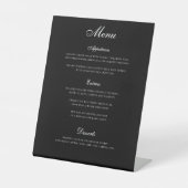 Elegantes Black Three Courses Wedding Menu Sockelschild (Vorderseite)