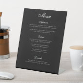 Elegantes Black Three Courses Wedding Menu Sockelschild (In SItu)