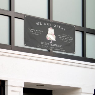 Elegantes Black Three Tier Cake Store Banner