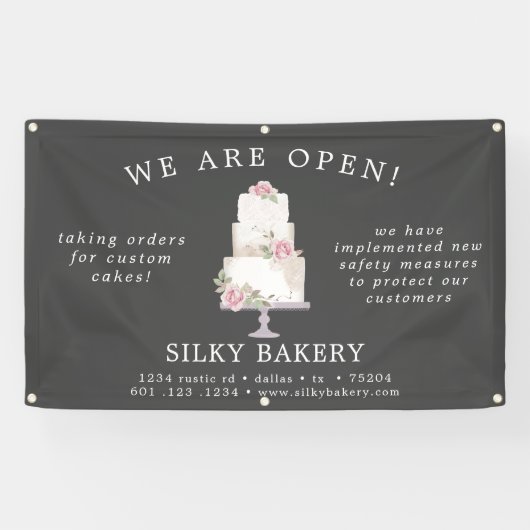 Elegantes Black Three Tier Cake Store Banner (Horizontal)