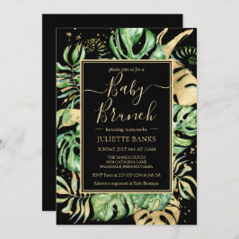 Elegantes Black Tropical Foliage Baby Shower Brunc Einladung