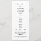 Elegantes Black Typografy White Wedding Program Programm (Rückseite)
