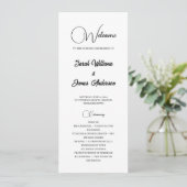 Elegantes Black Typografy White Wedding Program Programm (Stehend Vorderseite)