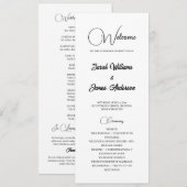 Elegantes Black Typografy White Wedding Program Programm (Vorne/Hinten)