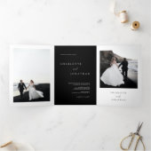 Elegantes Black Wedding Foto Dreifach Gefaltete Einladung (Innenseite)