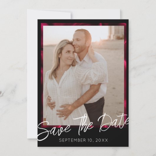 Elegantes Black Wedding Foto Save the Date Einladung (Vorderseite)