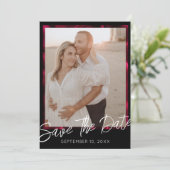 Elegantes Black Wedding Foto Save the Date Einladung (Stehend Vorderseite)