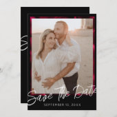 Elegantes Black Wedding Foto Save the Date Einladung (Vorne/Hinten)