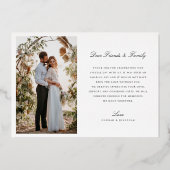 Elegantes Black Wedding Foto Vielen Dank Folieneinladung (Rückseite)