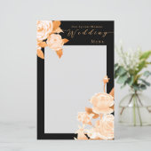Elegantes Black Wedding Menü der Gold Rose (Stehend Vorderseite)