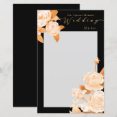 Elegantes Black Wedding Menü der Gold Rose (Vorne/Hinten)