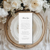 Elegantes Black Wedding Menu & Empfang Vielen Dank Menükarte