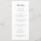 Elegantes Black Wedding Menu & Empfang Vielen Dank Menükarte (Vorderseite)