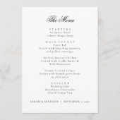 Elegantes Black Wedding Menu & Empfang Vielen Dank Menükarte (Vorderseite)