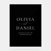 Elegantes Black Wedding Minimalistisches Willkomme Acrylschild (Vorderseite)