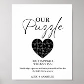 Elegantes Black Wedding Puzzle Gästebuchzeichen Poster (Vorne)